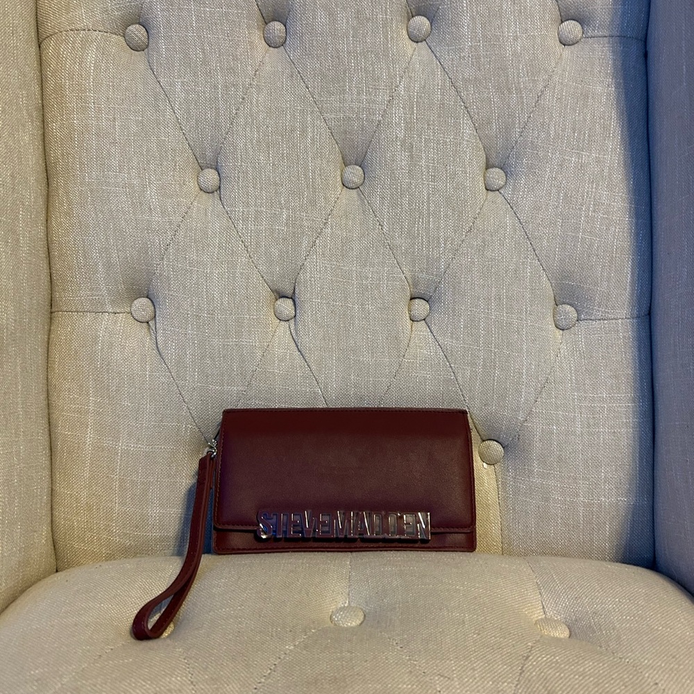 Steve Madden Wine Leather Wristlet Clutch